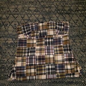 J Crew Plaid Strapless Top